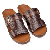 AN-7012 Brown - Ostrich Textured Luxury Handcrafted Arabic Sandal for Men