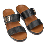 AN-7013 Black / Tan - Grain Textured Luxury Handcrafted Arabic Sandal for Men