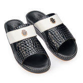 AN-7001 – White / Black Croc-Textured Luxury Arabic Sandal for Men