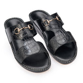 AN-7004 – Full Black - Dual Textured Luxury Arabic Sandal for Men