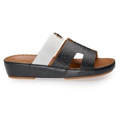 AN-7014 Black / Tan -  Dual Tone Textured Luxury Handcrafted Arabic Sandal for Men