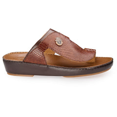 AN- 7016 Brown / Tan - Snakeskin-Textured Luxury Handcrafted Arabic Sandal for Men