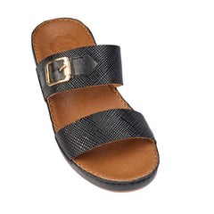 AN-7013 Black / Tan  - Grain Textured  Luxury Handcrafted Arabic Sandal for Men