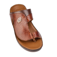 AN- 7016 Brown / Tan - Snakeskin-Textured Luxury Handcrafted Arabic Sandal for Men