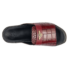 AN-7003 – Maroon Croc-Textured Luxury Arabic Sandal for Men