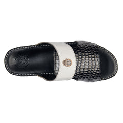 AN-7001 White / Black - Croc Textured Luxury Arabic Sandal for Men