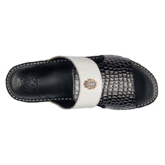 AN-7001 – White / Black Croc-Textured Luxury Arabic Sandal for Men