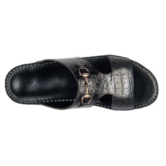 AN-7004 – Full Black - Dual Textured Luxury Arabic Sandal for Men