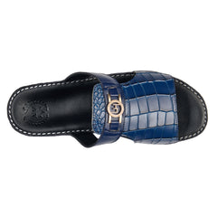 AN-7002 – Blue Croc-Textured Luxury Arabic Sandal for Men