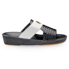 AN-7001 – White / Black Croc-Textured Luxury Arabic Sandal for Men