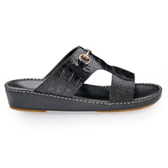 AN-7004 – Full Black - Dual Textured Luxury Arabic Sandal for Men