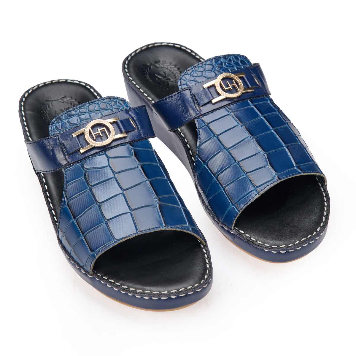 AN-7002 – Blue Croc-Textured Luxury Arabic Sandal for Men