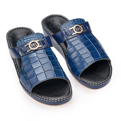 AN-7002 – Blue Croc-Textured Luxury Arabic Sandal for Men